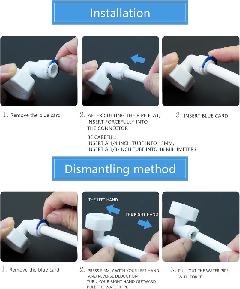 AimatRun 3/4 "internal thread elbow 1/4" outer diameter push in quick connect, reverse osmosis water filter hose double joint, pre purifier, water purifier, water pipe kit, FNPT internal thread plastic adapter - Image 5